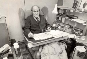 Roald Dahl in his shed